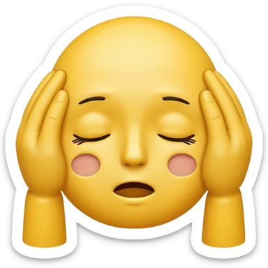 an emoticon holding its head with both hands out of exhaustion sticker