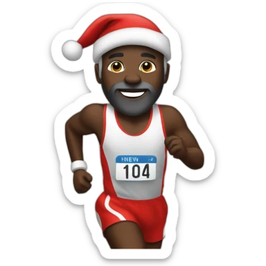 Marathon runner holidays black Santa sticker