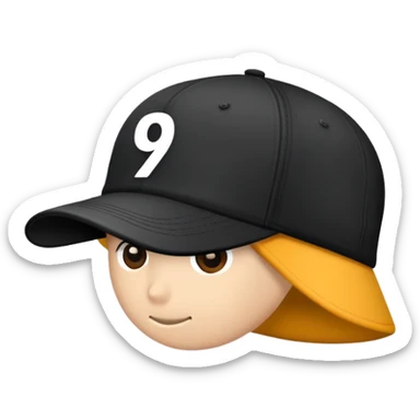 black cap with number “9” on it sticker