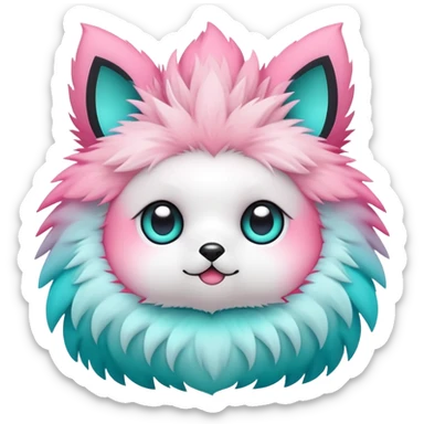 Cute cool edgy kawaii pink-white-turquoise-gradient fakemon-creature sticker