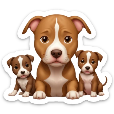 pitbull dog with its puppies sticker