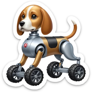 Stylish Military robotic automaton beagle dog with off-road wheels  sticker