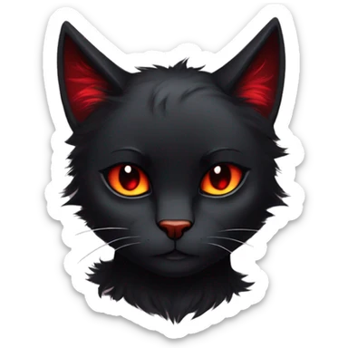 Anthro Edgy Cool Beautiful Black Cat-Fursona with Emo Hair-bangs with Red Streaks sticker