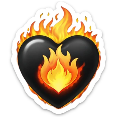 black heart on fire sticker