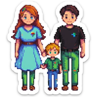 heterosexual couple with two boys sticker