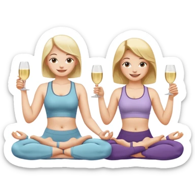 two girl yoga and prosecco  sticker