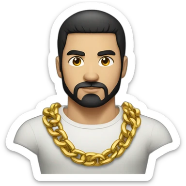 russian strong man thug wearing gold chain with black hair and a short beard sticker