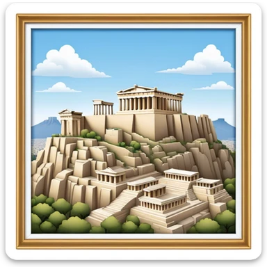 Cinematic Realistic Acropolis Landmark Emoji, showcasing ancient ruins set against a clear sky rendered with intricate detail and timeless lighting. sticker