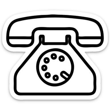 classic telephone icon with rotary dial, minimal lines sticker