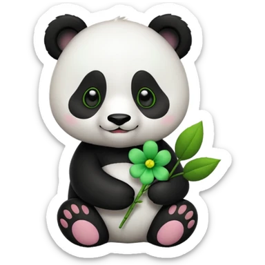panda holding flower sticker