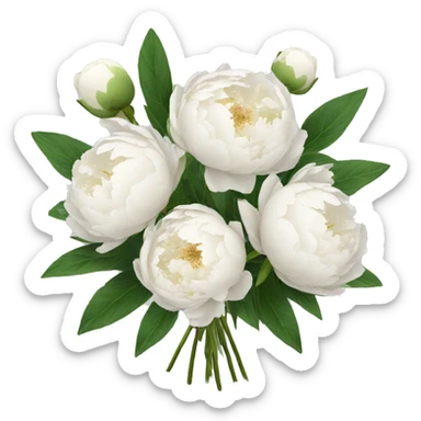 White peonies bouquet  sticker