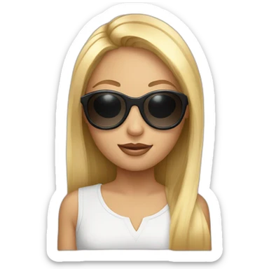 A picture of a blonde girl with big buggy sunglasses sticker