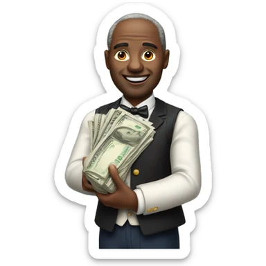 photorealistic aristocrat with money bag in his hands sticker