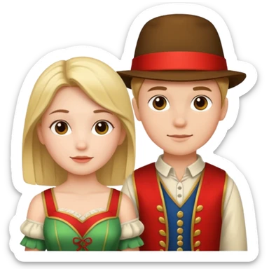 crie uma imagem com duas crianças fantasiadas brincando, um menino e uma menina, descontraidos sticker