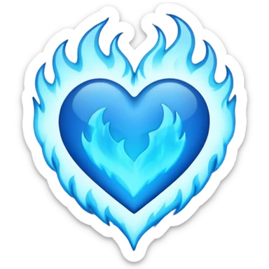 Emoji style Blue fire heart  sticker