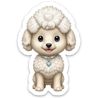 Perro french poodle mini blanco con alas sticker