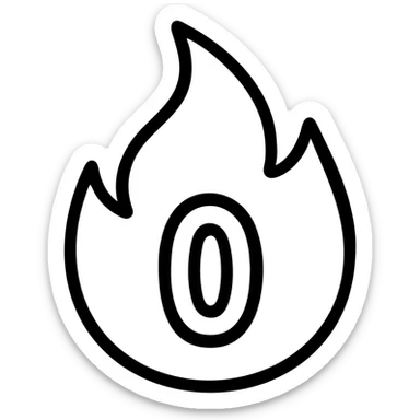 Snapchat streak symbol reimagined as blue fire, modern icon style, flat design, outlined icon style, simple and recognizable sticker
