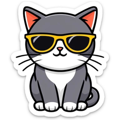 Black Cat with sunglasses sticker