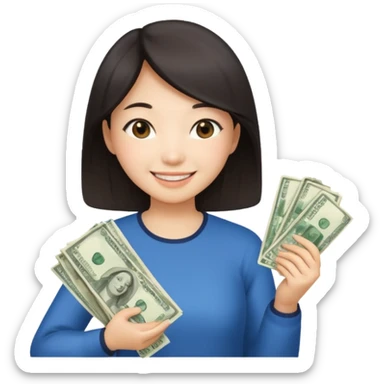 Hot Asian girl with money  sticker
