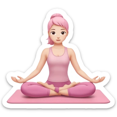pink pilates girl, minimalist, soft pink tones, stretching on a mat, clean lines, round face sticker