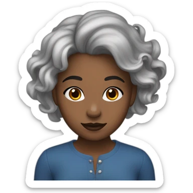 une fille avec les cheveux noirs aux pointes bleu, du rouge à lèvre noir et un septum sticker