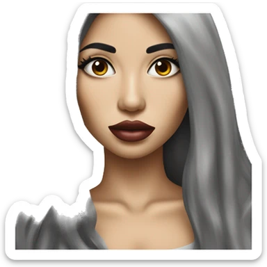 Woman with long black hair and big lips  sticker