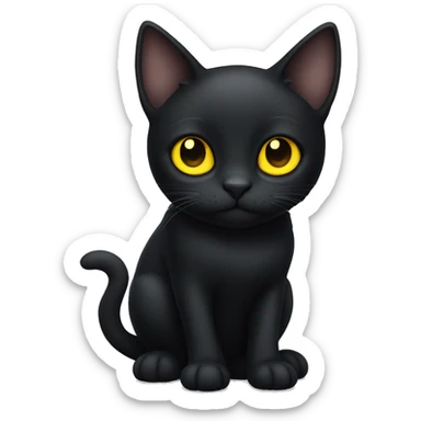 black cat with yellow eyes and dilated pupils sticker