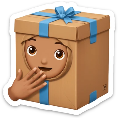 two hands giving box normal package sticker