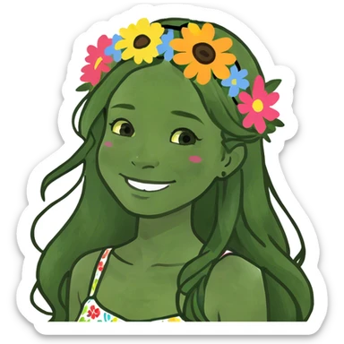 smiling girl with long hair sticker