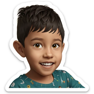 boy with print shirt indoors sticker