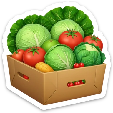 brown grocery pack inside cabbage fruits tomatoes sweets

 sticker