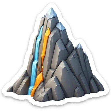 A 3D emoji of a steep rocky cliff in Apple style, with a sharp drop and jagged edges. Minimal, glossy, clean Apple-style rendering, isolated on white background.

 sticker