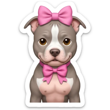 Gray Pitbull with a pink bow sticker