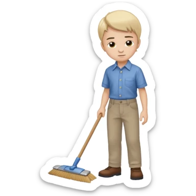 niño barriendo sticker