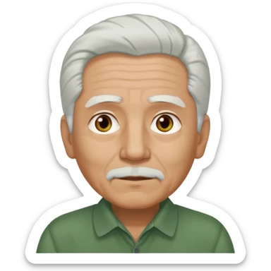 abuelo con pelo blanco, ojos cafés y ropa verde sticker