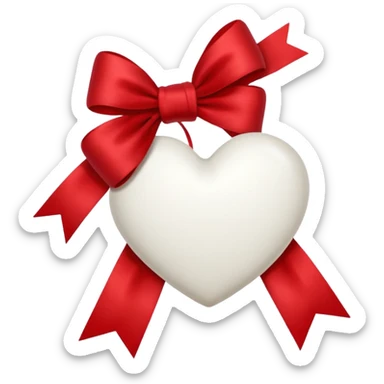 white heart with velvet ribbon sticker