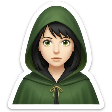 claudia winkleman as a traitor with a green cloak sticker