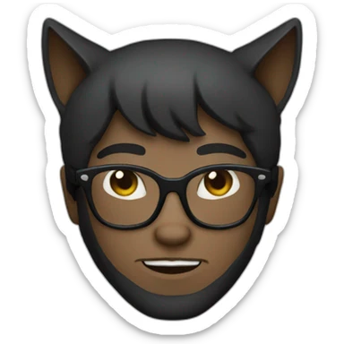 dark haired catman with glasses with beard sticker