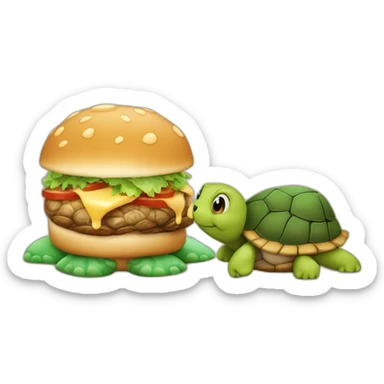 Une tortue j’ai honte en train de se battre avec un chat tout petit comme une fourmi qui détruisent une ville qui mange trois burgers à la fois et qui font des câlins à Mickey sticker