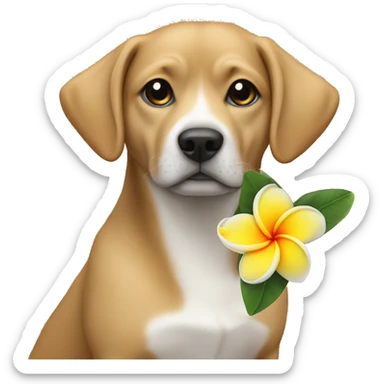 dog with plumeria sticker