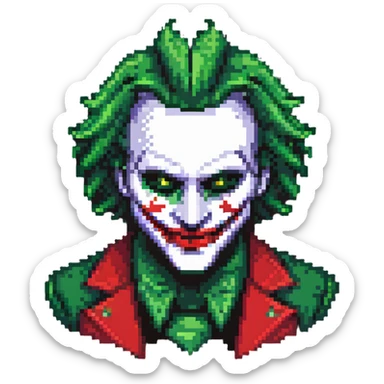hacker with half red half green joker mask sticker