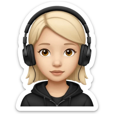 girl with Black Headphones sticker