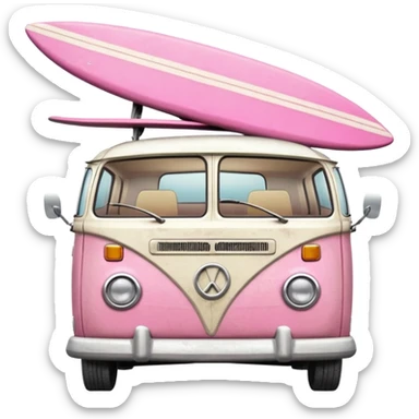 pink van with a surf board on it sticker