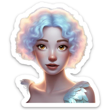 Holographic angel with huge wings glitter freckles ethereal sticker
