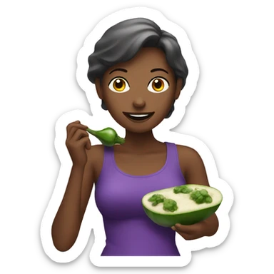 Women eating eggplant  sticker