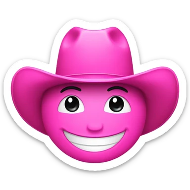 smiley face with a pink cowboy hat sticker