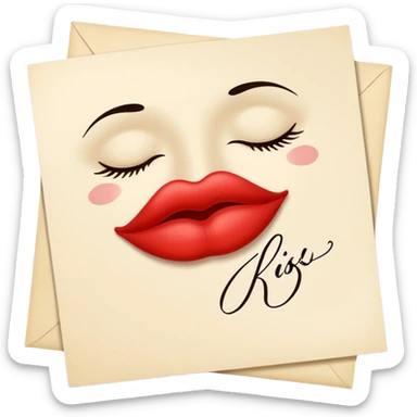handwritten note with a kiss elegant sticker