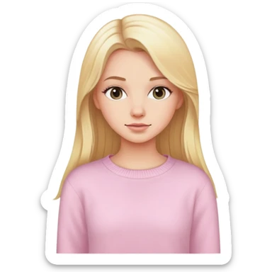 Beautiful white girl with long blonde hair wearing light pink sweater  sticker
