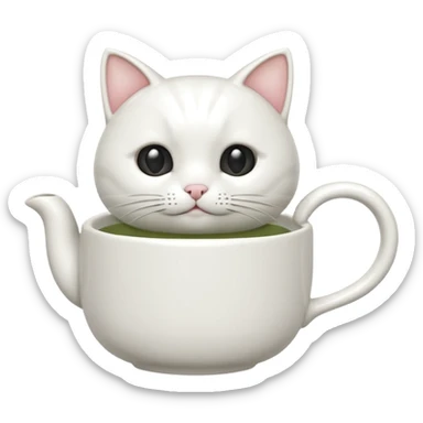 white cat ceramic tea cup sticker
