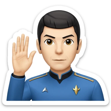 Spock with the Vulcan salute with Starfleet blue uniform (Star Trek) no green face sticker
